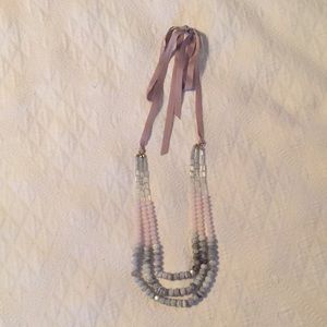 Loft beaded necklace. Greys/pinks